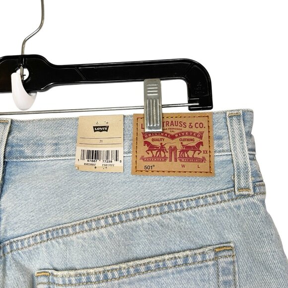 Levi's Women's 31 Light Wash Mid‎ Thigh 501 High Rise Denim Shorts Button Fly - Picture 4 of 8
